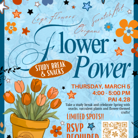 Colorful flier about Flower Power event
